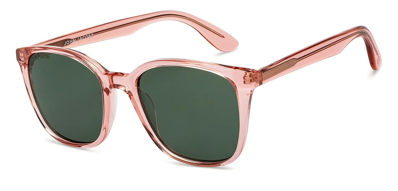 John Jacobs | UV Protection Sunglasses For Men & Women | Full Rim Square JJ S13313-C1 (Pink)