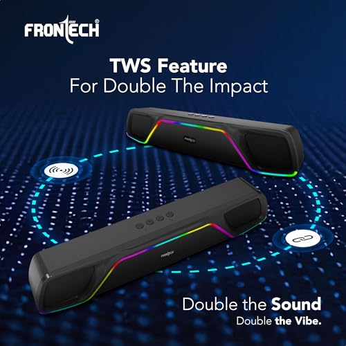 Image of FRONTECH ECHOLITE-264 Mini Soundbar | 25W Bluetooth Speaker | RGB Lighting | TWS | 2000mAh Battery | BT v5.3 | USB /TF /AUX | Type-C | Compact Speaker | 1-Year Warranty (SW-0264)