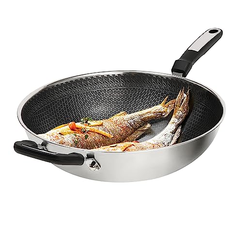 Wok de Acero Inoxidable Antiadherente LYNICESHOP con Tapa y Vaporera miniatura 1
