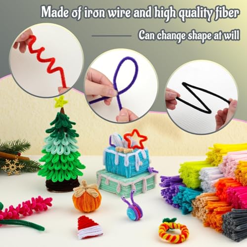 Image of Mnuizu 200Pcs Pipe Cleaners, Chenille Stems Pipe Cleaner Fuzzy Sticks Craft | Pipe Cleaners for Flowers Making, Craft Chenille Stems Bulk for Art and Craft Projects and Home Decorations, Grey