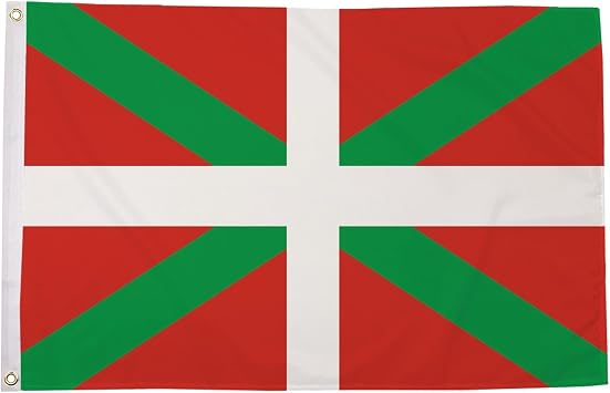 Basque Flag 5ft x 3ft 150cm x 90cm - Basque Country Flag Ikurrina for Garden Display, Weather Resistant Regional Flag, European Cultural Banner Display