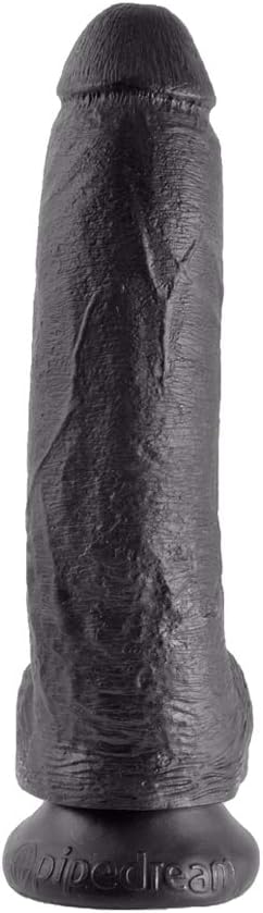 King Cock with Balls, Black, 9 Inch