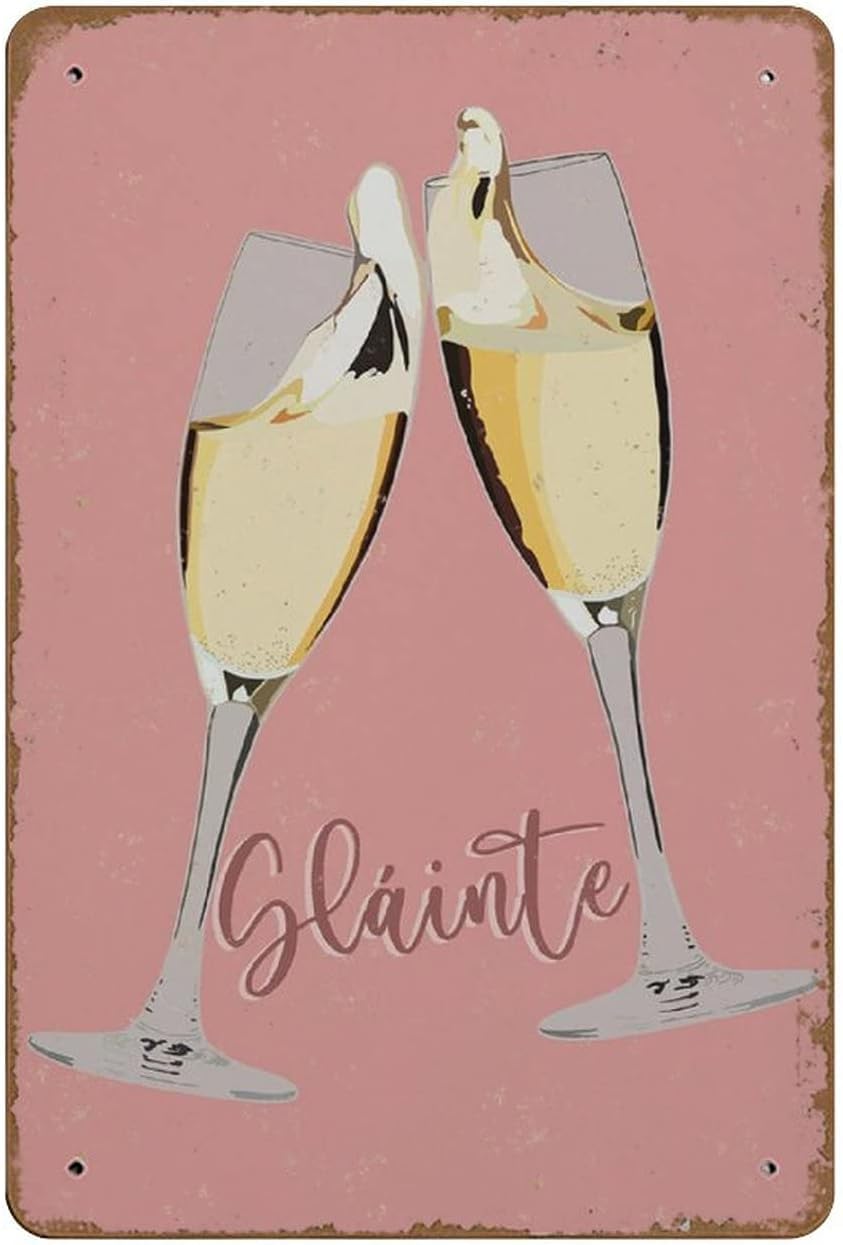 Creative Metal Tin Sign Cheers Prosecco Champagne Metal Tin Sign Poster Wall Farm Yard Club Vintage Bar Wall Decor Tin Sign 8x12 Inches