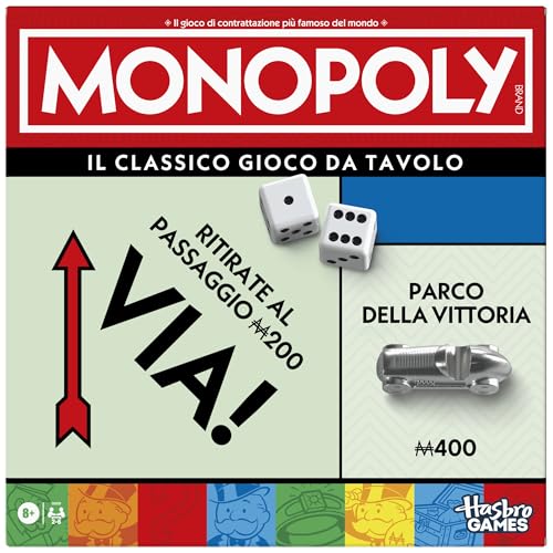 Monopoly Gioco Classico Da Tavolo Con Vaschetta-Contenitore E Pedine Più Grandi - Versione Italiana