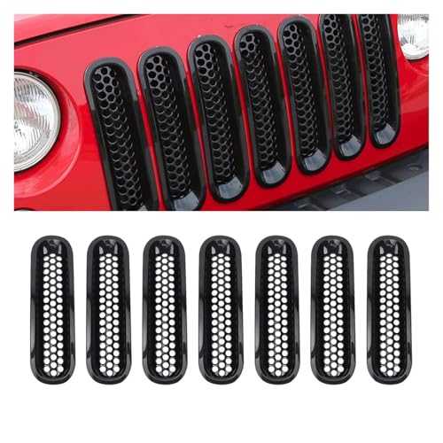 Grille calandre anti-gravillons pour Jeep Wrangler JK protection radiateur avant 7 pièces