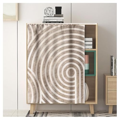 Cortina de privacidad para debajo del fregadero, cortinas cortas de cocina con rieles deslizantes, opacas, sin arrugas (90 x 120 cm), sin necesidad de taladrar