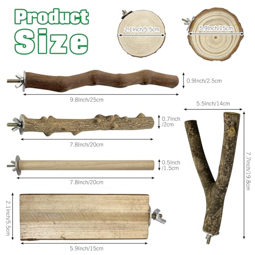 Image of Hamiledyi 10 PCS Natural Wood Bird Perches for Cage Parakeet Stand Bird Cage Accessories Parrot Perch Branch Paw Grinding Fork Parakeet Platform for Small and Medium Sized Birds Budgie Cockatiel