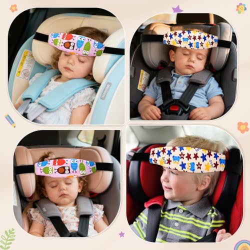 Miniatura 6 de Kesote 2 Pzs Soporte Seguridad Para Cabeza De Niños Sujetador Ajustable Para Silla De Coche, Cinturón Sostener Cabeza De Bebé En Asiento Del Coche Blanco Y Rosa
