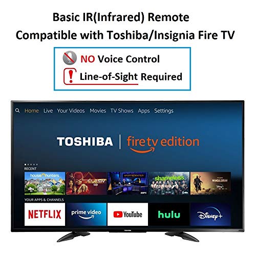 Primote IR Remote Replacement for Toshiba or Insignia Smart TV 49LF421U19 50LED2160P 50LF621U19 55LF621U19 TF-43A810U21 NS-24DF310NA21 NS-39DF310NA21 NS-39DF510NA19 NS-43DF710NA19 (No Voice Search)