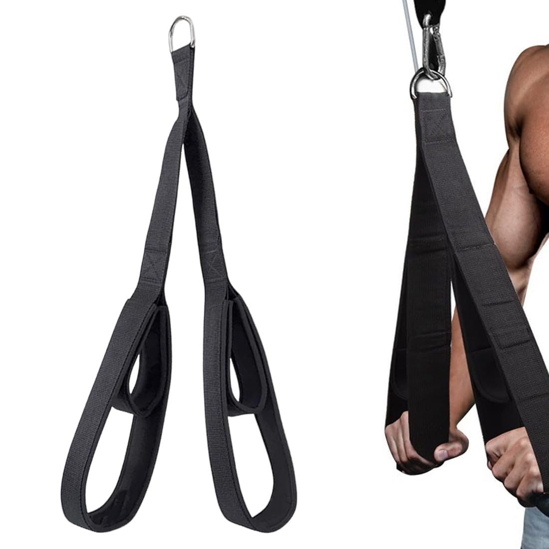 Corda Tricipiti per Cavi, Tricep Pull Down Rope, Estensione Tricipiti, Accessorio Fitness per Push-Down, Crunch, con Opzioni di Presa Multiple