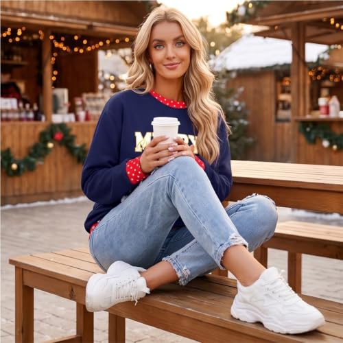 Christmas Sweatshirt for Women Crew Neck Trendy Polka Dot Sweatshirts - image 7