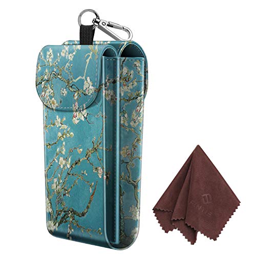 Image of FINTIE Double Glasses Case with Carabiner Hook, Portable Vegan Leather Eyeglass Case Anti-scratch Sunglasses Pouch