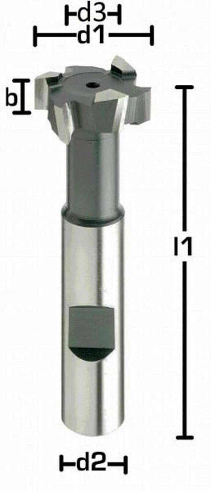 HSSE T-Nuten-Fräser, Typ N 11-60 mm, Mehrschneider DIN 851, Z=6/8/10, TOP NEU HB, Größe: 12,5 x 6 x 57 x 5 - d2=10 mm - Z=6