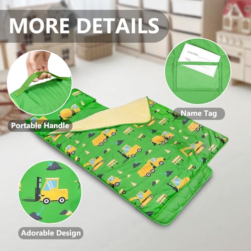 Image of Primlect Toddler Nap Mat with Removable Pillow and Fleece Blanket, Extra Large 55''x35'' Sleeping Bag, Washable, Light, Easy to Roll up, Perfect for Daycare, Preschool, Kindergarten, Travel