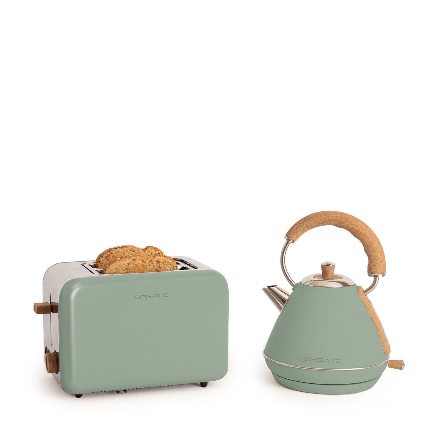 CREATE Pacco TOAST RETRO + CATENA RETRO M/Tostapane Green Sage con bollitore verde