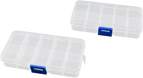 uxcell 2 unids plástico transparente 10 secciones prensa hebilla tableta caja titular