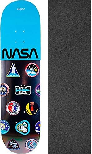 Habitat Skateboards NASA Logo Array Blue Skateboard Deck - 8.25" x 32.125" with Mob Grip Perforated Black Griptape - Bundle of 2 Items