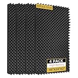 TEMGCUAM 4 Pack Sound Proof Foam Panels |48"×24"×2" Egg Crate Foam Pad | High Density Soundproof Wall Panels for Home Studio Noise & Thermal Insulation |With Adhesive Stickers 40PCS(Black)…