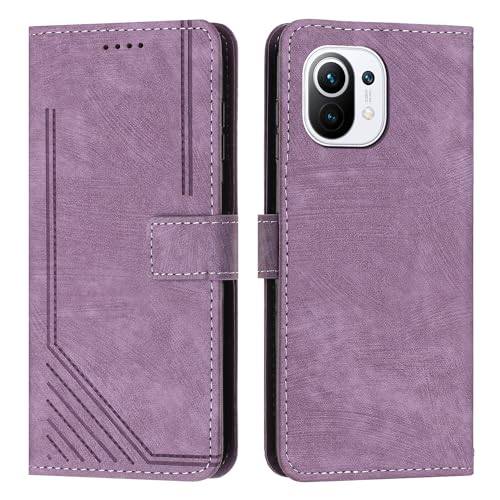 Coque Xiaomi Mi 11 Lite à rabat violet anti-rayure et fente carte