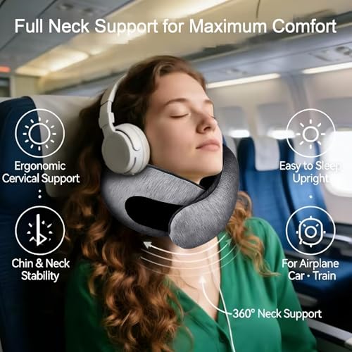 Travel Neck Pillow for Airplane, Memory Foam Neck Pillow - image 3