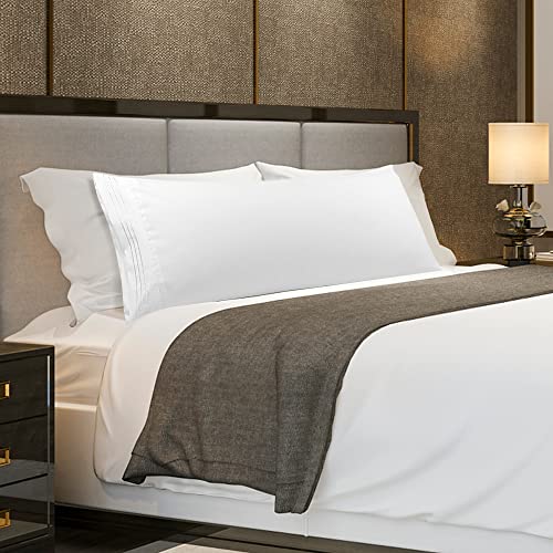 PiccoCasa Bolster Pillow Case Embroidery Brushed Microfiber Body Pillow Cover Case Envelop Closure Soft & Breathable for Long Pillow White 20"x54" (4ft 6in) - Image 4