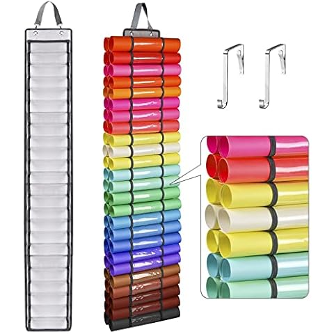 Vinyl Roll Holder, Vinyl Storage Organizer Wall Mount/Over The Door, Vinyl roll Storage, Craft Vinyl Storage Organizer Idea with 50 Compartments Cover