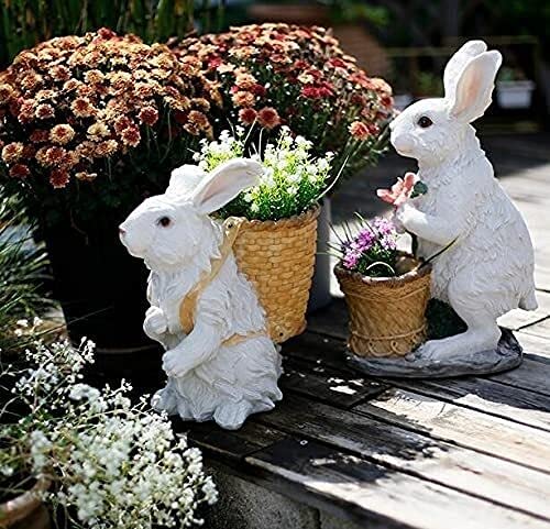 ウサギ置物　白　ホワイト　うさぎベンチ　　樹脂製　うさぎ白　ガーデンオーナメント Amazon.co.jp: ガーデンオーナメント 置物 ガーデン 庭の装飾 人工白