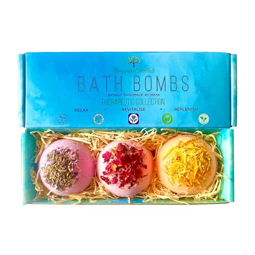 Organic Handmade Bath Bombs – Toxin-Free, Eco-Friendly & Vegan, Non-staining – Luxury Spa Fizzies with Essential Oils for Relaxation & Moisturized Skin – Perfect Self-Care & Gift Set for Mothers Day