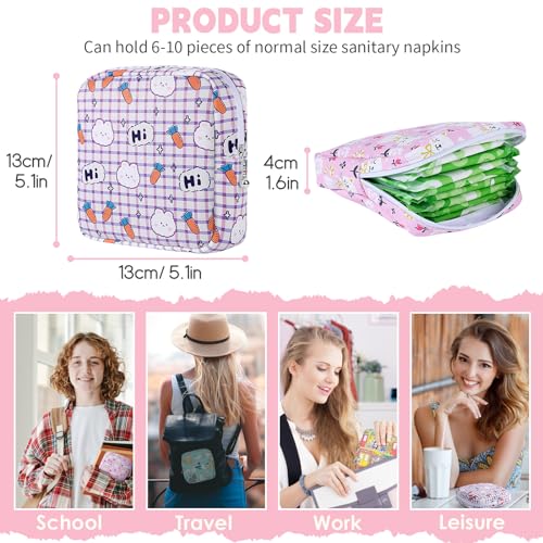 Image of Period Bag Pouch Soft Cloth Sanitary Napkin Storage Bag Portable Menstrual Pad Pouches Tampon Holder for Purse First Period Kit for Girls 9-12 (Black Striped Dog)