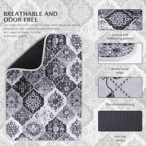 Image of IEUUMLER Washable Pee Pads for Dogs, 2 Pack Reusable Pee Pads for Dogs Non-Slip Grip, Super Absorbent Waterproof Puppy Pads for Potty Training, Playpen, Crate, Whelping Box EU011 Black Grey, 41x41