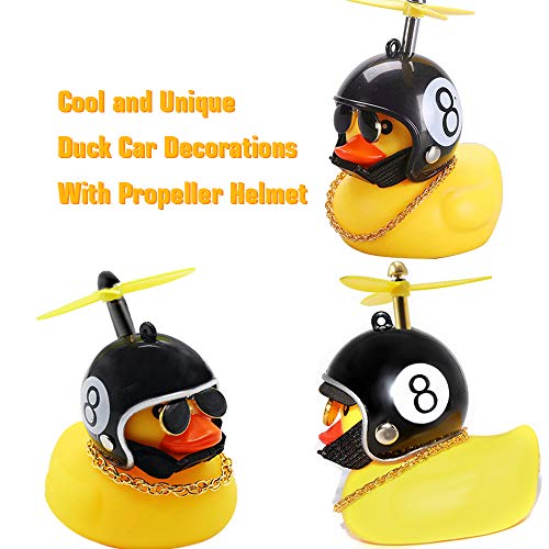 Image of wonuu Rubber Duck Car Decorations Cute Yellow Duck Car Dashboard Ornaments with Propeller (W-8&Black)