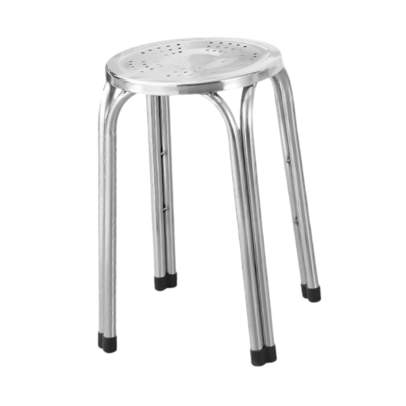 Taburete Apilable de Acero Inoxidable de Bar, Taburete de Respaldo de Estilo Utilitario, Superficie Perforada para Ventilación, para Hogar y Restaurante