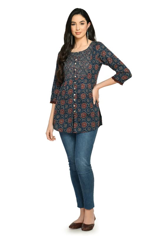 Meesan Women's Beautiful Straight Cotton Short Kurti, Casual Wear Tunic, Office Wear offers donot miss