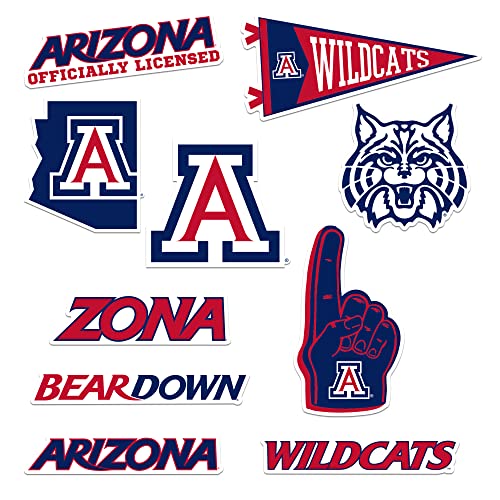 Image of University of Arizona Premium Vinyl Sticker Pack - 9 Waterproof Wildcats Decals for Laptop, Water Bottle, Tablet, Car, Skateboard & More - Officially Licensed Variety Set