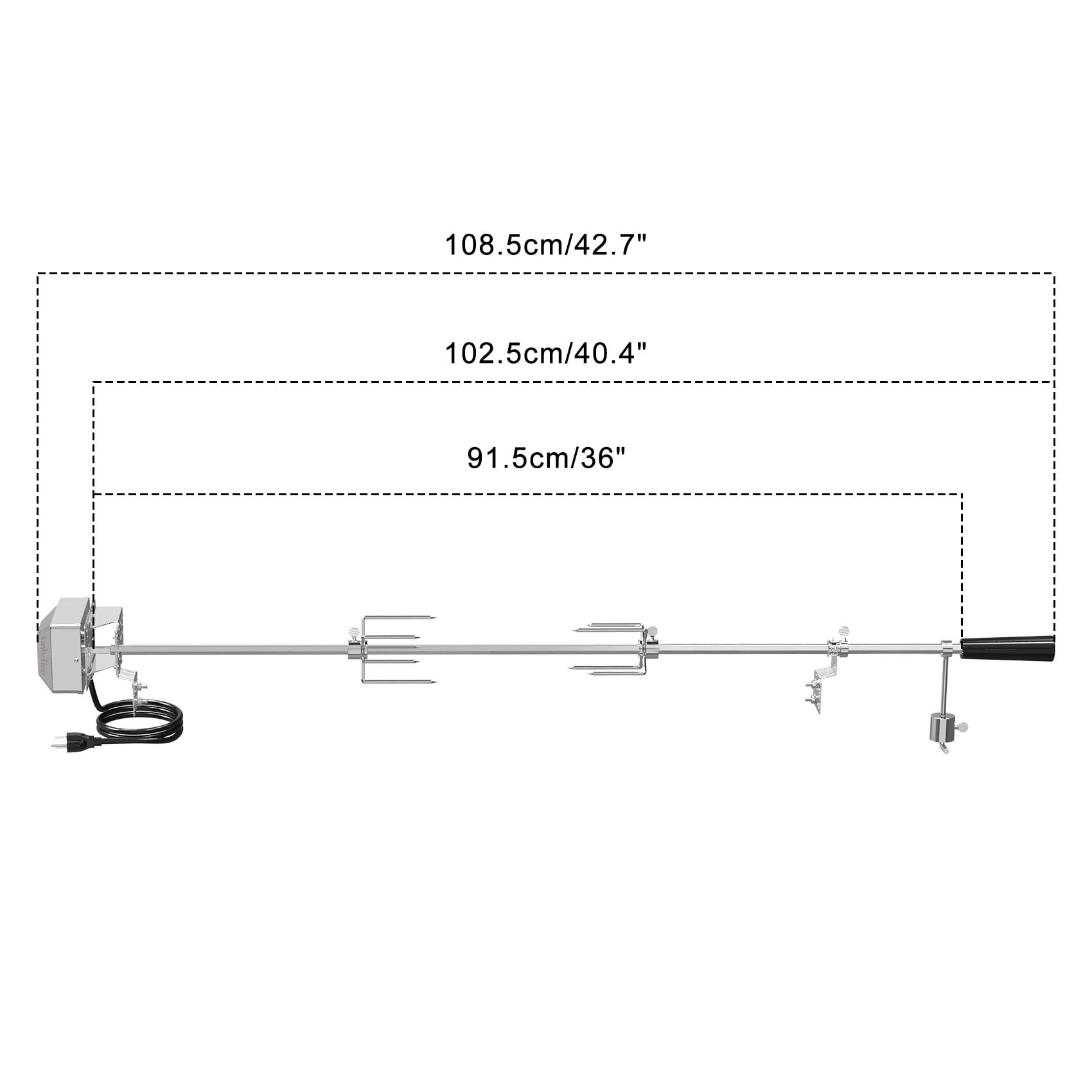 Kit de rotisería de reemplazo con parrilla universal  - Varilla hexagonal / motor eléctrico de acero inoxidable 2