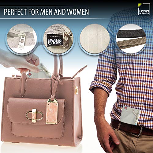 lewis n clark rfid blocking money belt travel pouch  credit card id passport holder for women amp men tan one size