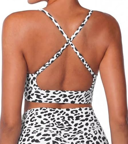 Image of Sunzel Sports Bra for Women, Criss-Cross Open Back Adjustable Strappy Bras, Workout Gym Padded Yoga Bra with Removable Pads