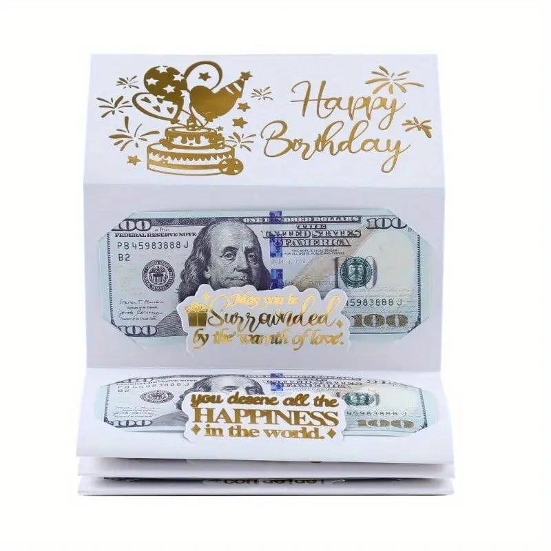 QTLJJBY 6 Slots Birthday Money Card Birthday Card with Money Holder for Cash Gift Surprise Money Gift for Boy Girl Women Men Suitable for Any Age