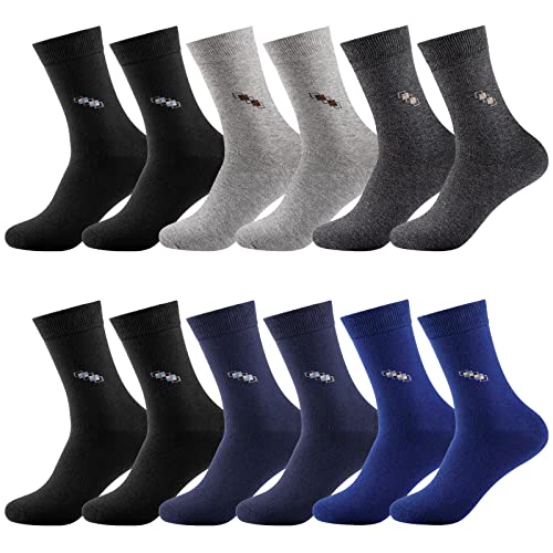 QINCAO 12 Paar Socken Herren Damen Sport Schwarz Baumwolle Lange Komfortbund Socks(Plaid multicoloured × 12,43-46) Cover