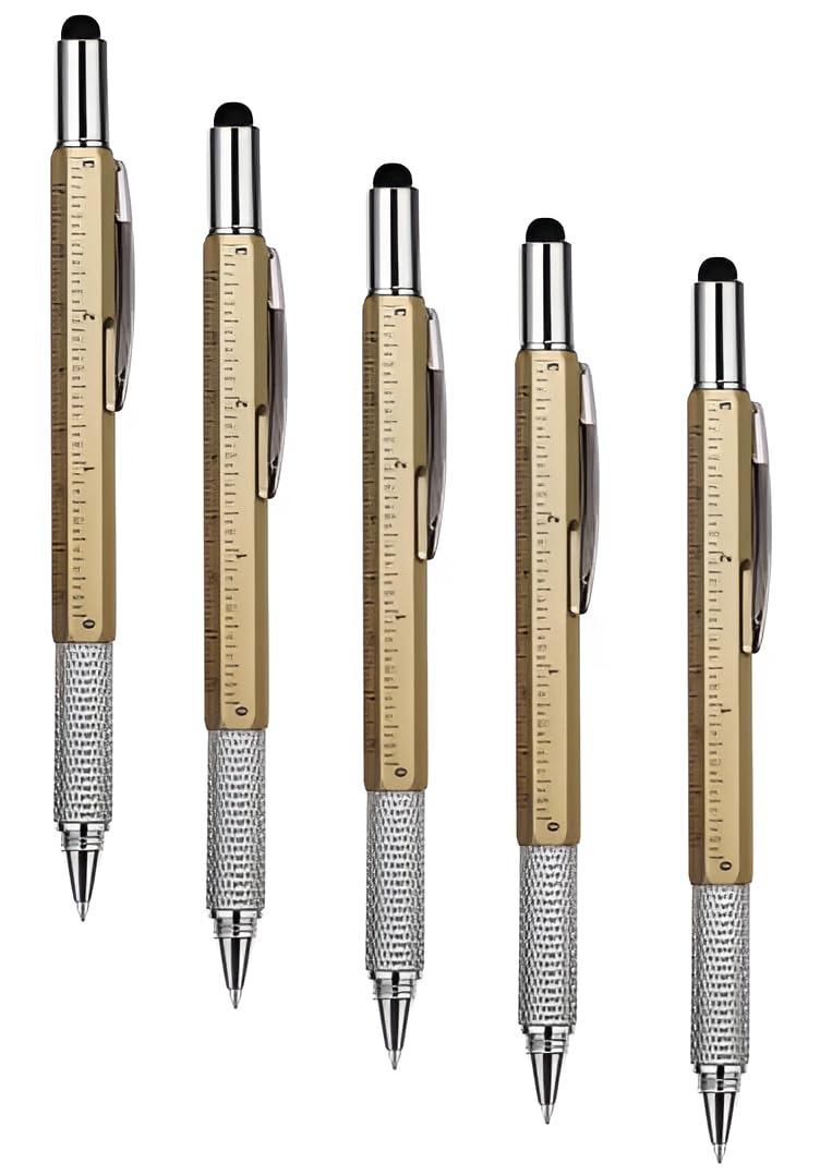 Staylus Pen, 6-in-1 Multi Tool Pen, Multipurpose/MultifunctionalPen, Touchscreen Stylus, Mini Ballpoint Pen, Ruler, Level, Screwdriver, Flathead, Touch-Screen Pen (Gold) Pack of 1 Pcs.-image-38