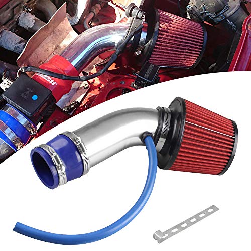 関連商品：Ruien JP-N-AF001-76+TP042  吸気効率UP 76mm口径 汎用 エアクリーナー+アルミ製エアインテークパイプ セット シルバーの商品画像