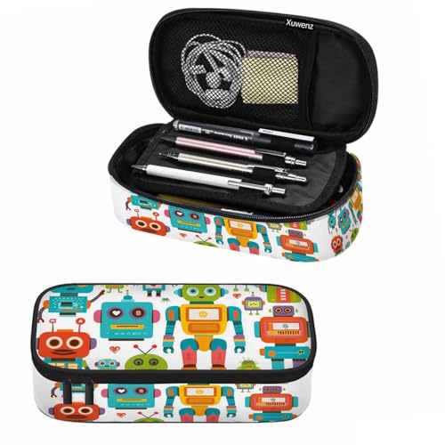Image of Retro Robots Pencil Case Mecha Deformation Cartoon Game Pencil Bag Pouch Box Organizer for College School Students Boy Girl