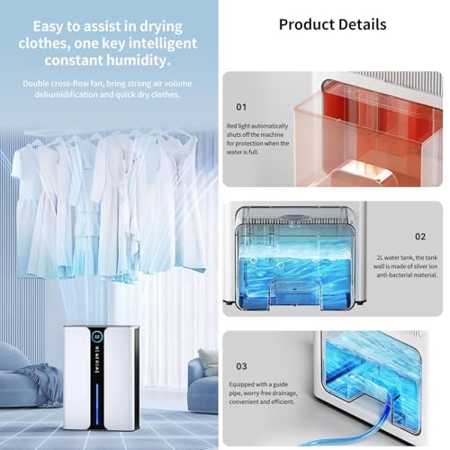 Déshumidificateur portable 3000ml à double moteur pour la maison - 6