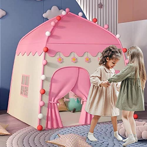 Kindertent, speeltent, tipi-tent voor kinderen, binnen, kinderkamer, speelhuis, speelhuis, speelhuisje, kinderspeelkasteel voor sprookjes, binnen en buiten (roze) - Afbeelding 4