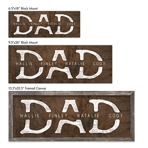 Personal Prints | DAD & Children Personalized Father’s Day Sign | Customized Gift for Dad from the Kids | Unique Custom Framed Canvas or Wood Block | Father’s Day Gift. (6.5"x18" Block Mount) - Image 4