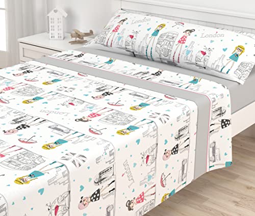Victorio & Lucchino Juego de Sábanas Infantiles Algodón/Poliéster Modelo Londres (Cama 105 cm)