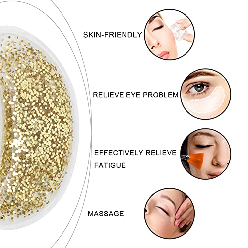 Eye Gel Ice Pack, Reusable Eye Gel Ice Pack Cooling Warming Eye Patch for Dark Circle Eye Covers Puffiness Cold Eye Masks Girl Women (Gold) - Image 4