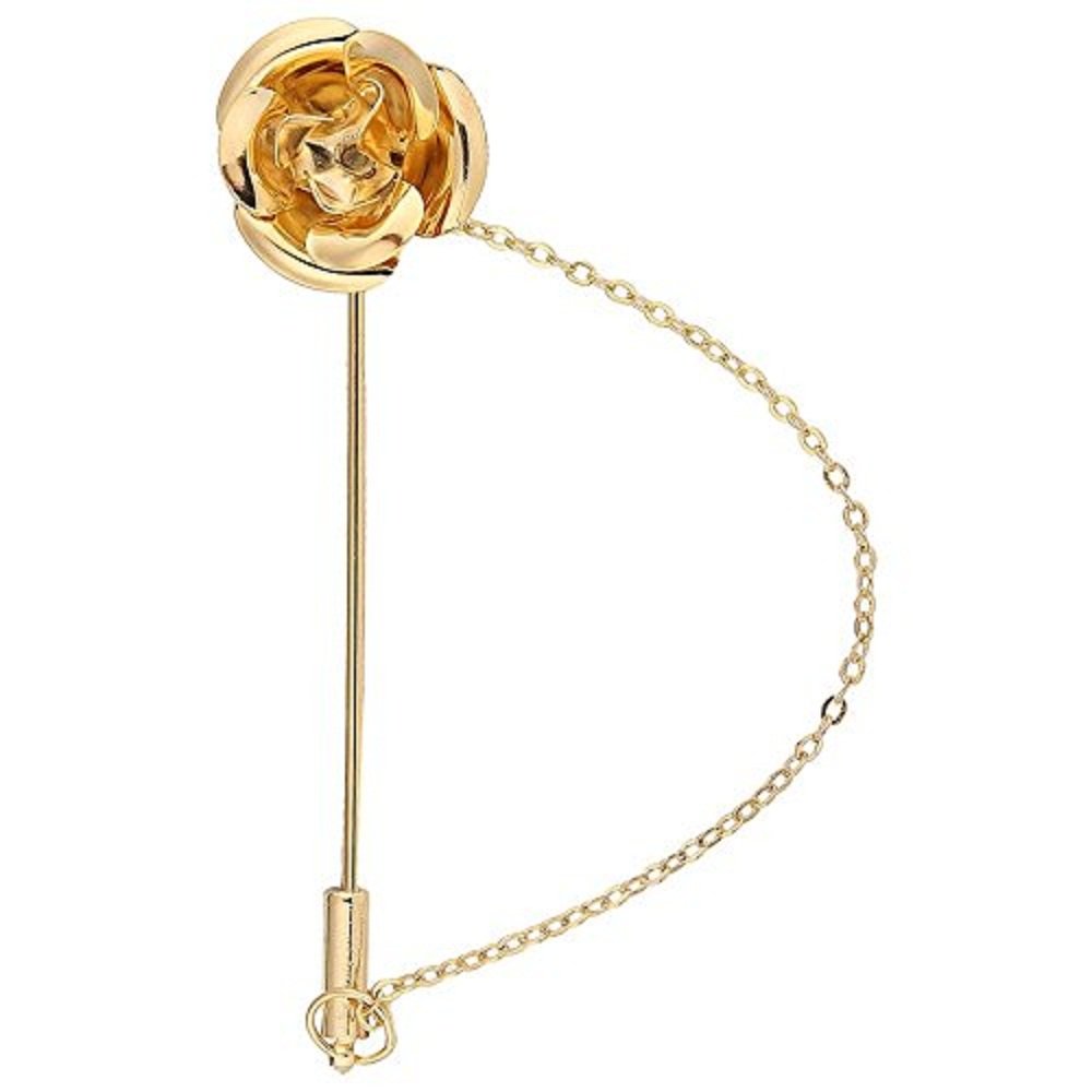 tripin BROACHES for Men Women Golden Gold Rose Shape Lapel PIN ON Suits Shirts Coat BROOCHES Blazers Formal Sherwani with Chain Saree Silver Party in A Gift Box TSSPGOLD1069-picture-1