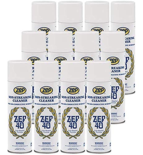Zep 40 Non-Streaking Cleaner - 18 oz (Case of 12) 14401 - Heavy-Duty Foaming Action Aerosol Formulated for Non-Conductive Surfaces, Ideal for Cold Weather Conditions.