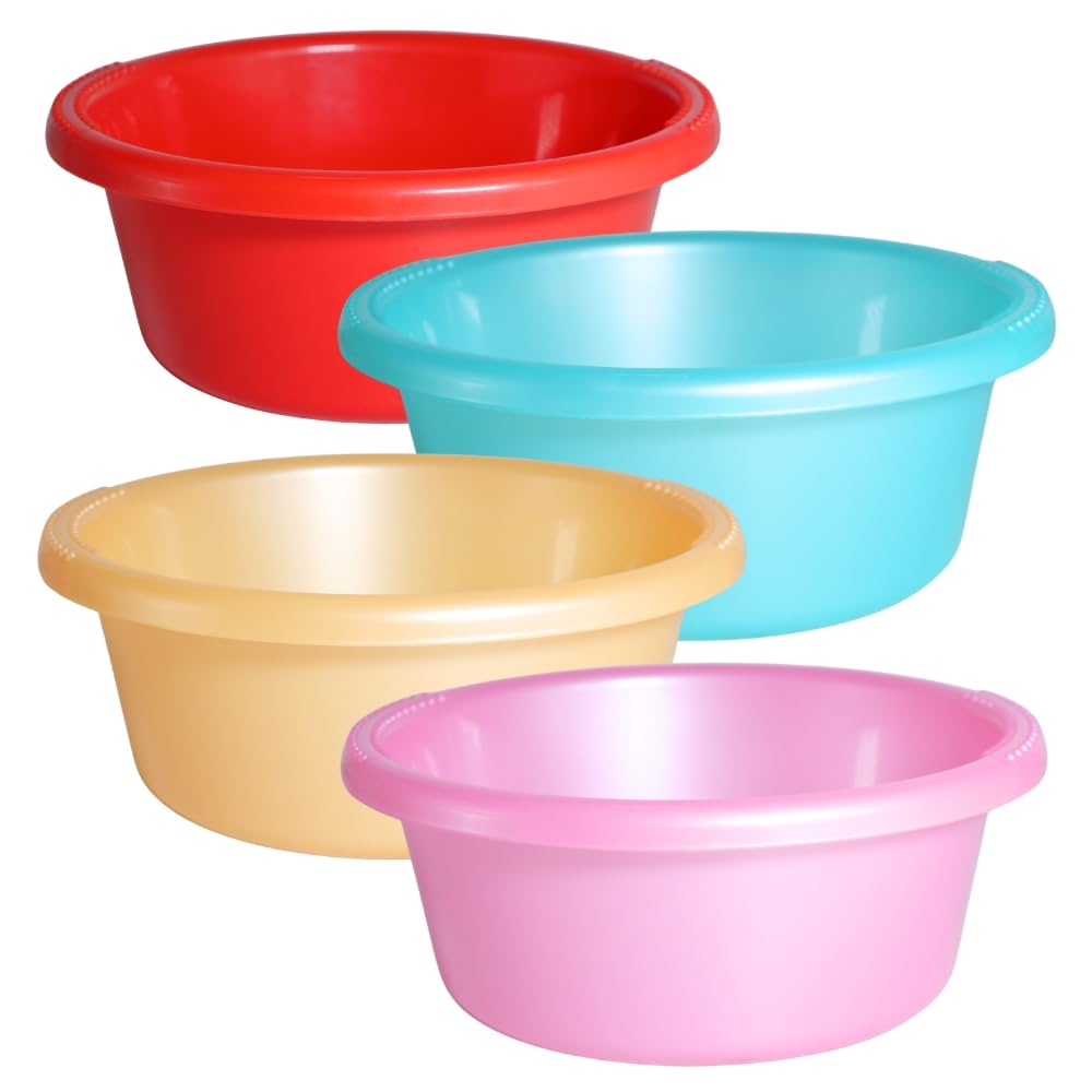 Sunaira Bowlpro Multipurpose Round Plastic Bowl 750 ml |Mixing,Serving,Washing Fruits Vegetables,Hair Colour and Food Storage|Food Grade,Stackable|Kitchen,Salon|Set of 4|Green Orange Pink Red-image-46